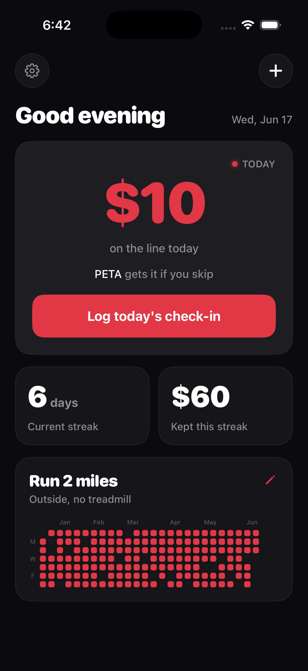 StakeHabit home screen